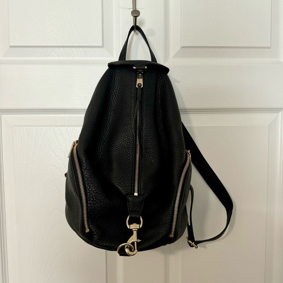 Rebecca Minkoff large Julian black pebble leather backpack with gold hardware - Picture 2 of 9